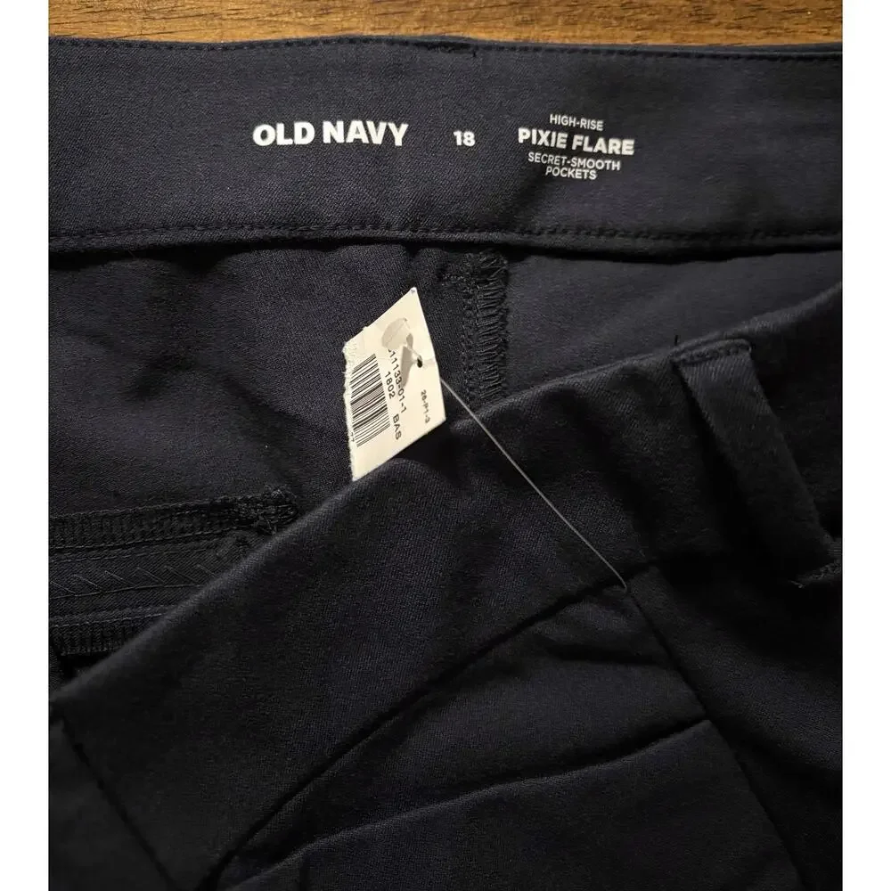 Old Navy Women’s 18 Pixie Flare Pants 37 x 30 High Rise Cotton Stretch Trouser
